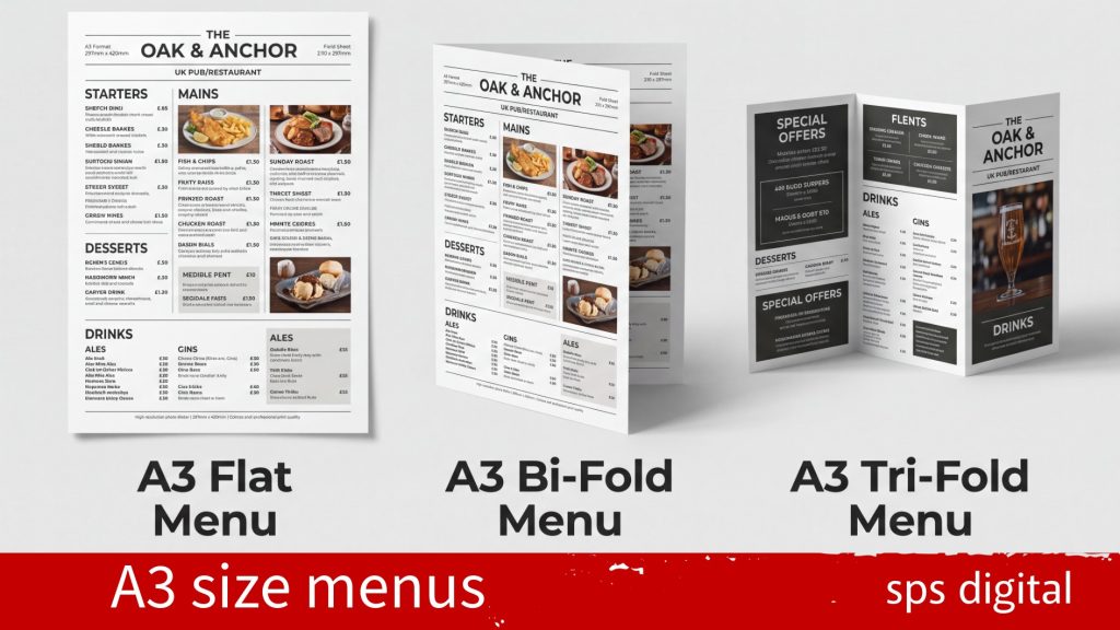 A3 size menus