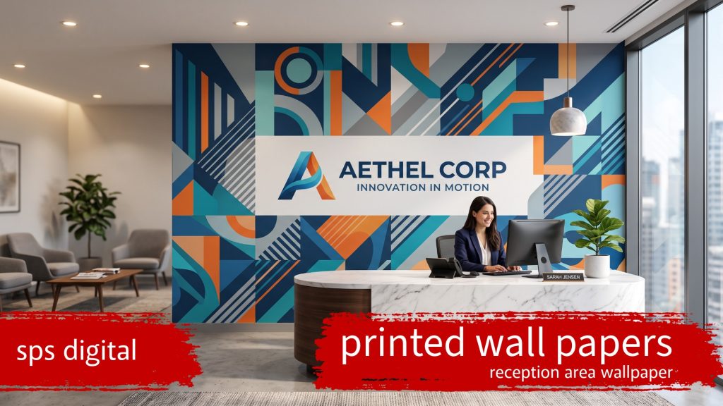 reception area custom printed wallpaper