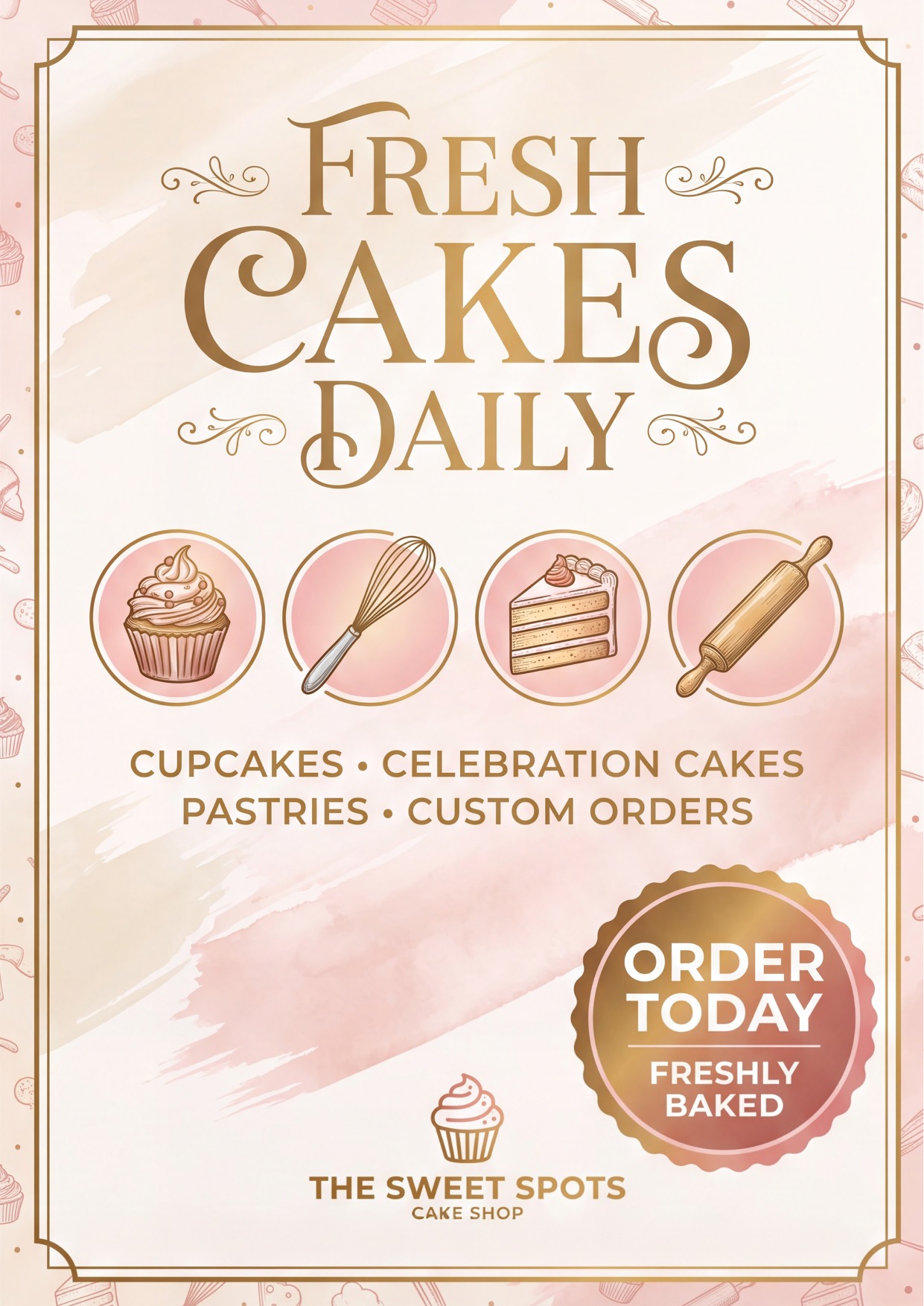 High‑resolution product photograph of a Cake Shop promotional poster displayed in a clean studio environment.