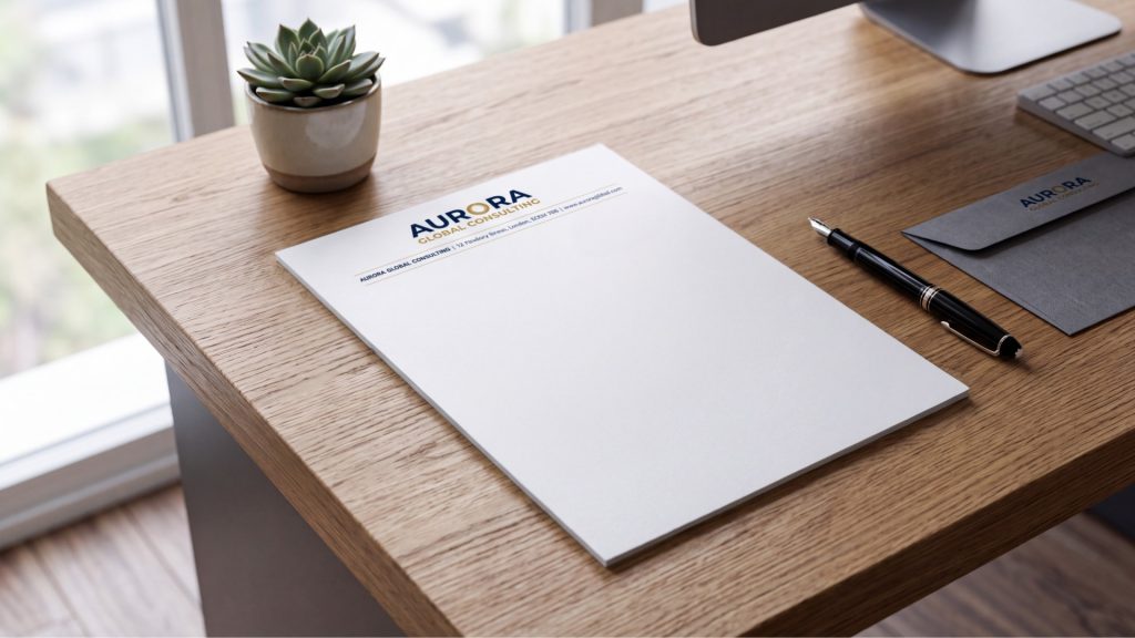 High‑quality printed business letterheads with sharp, readable text and professional corporate branding on smooth 120gsm–160gsm paper.