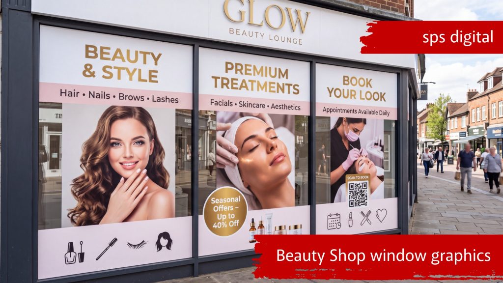 Nail bar window graphics printed in high‑resolution