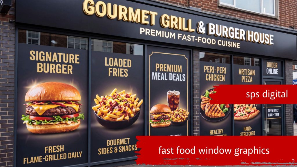kebab shop graphics showing menu deals and offers